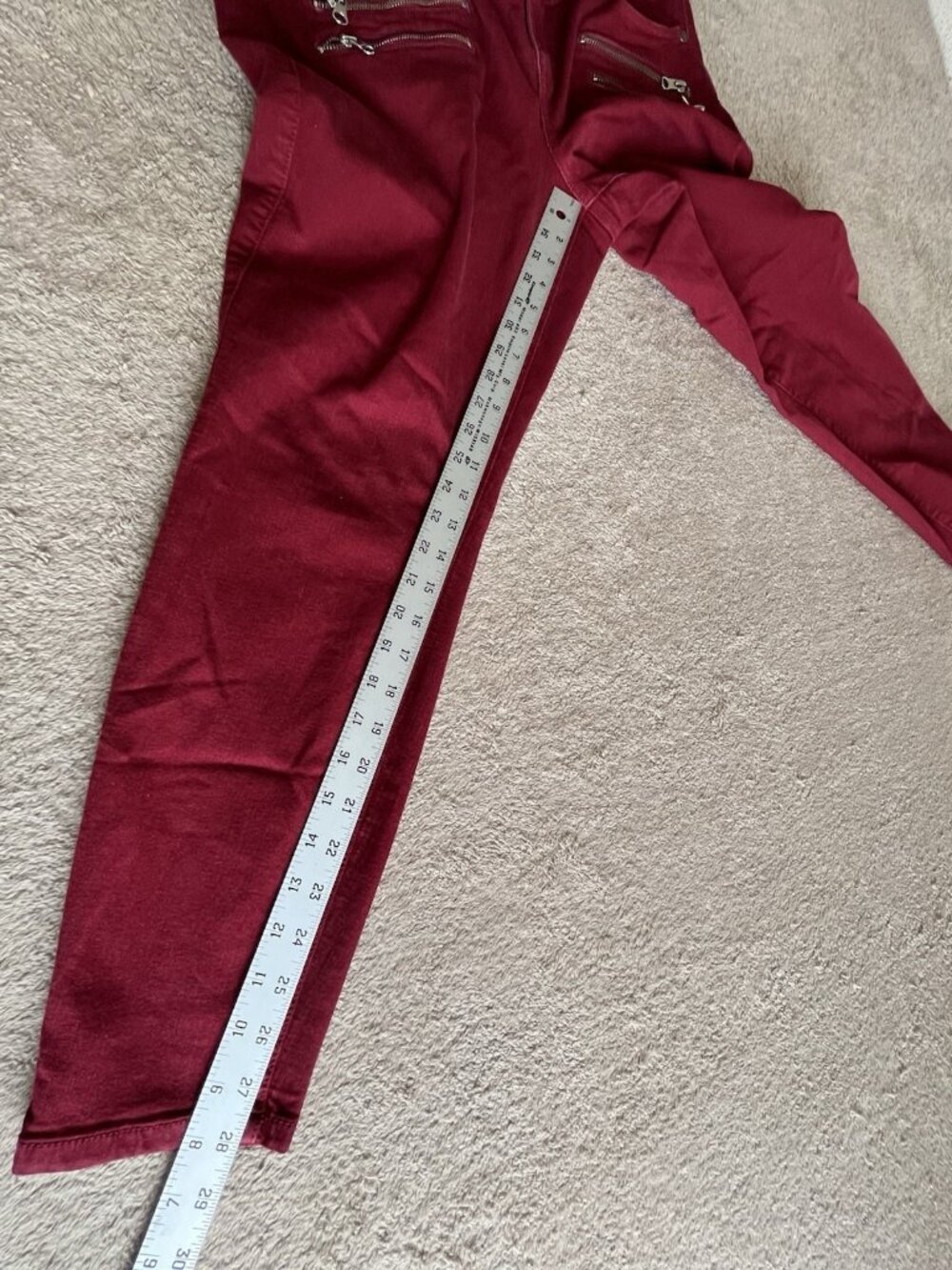 Torrid Jegging Jeans 14R Burgundy High Rise Skinny Moto Zippers - Picture 8 of 13